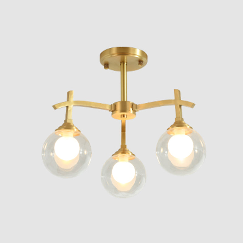 Nordic Messing Deckenleuchte Glasschatten Multi -Licht -Flush -Licht für Wohnzimmer