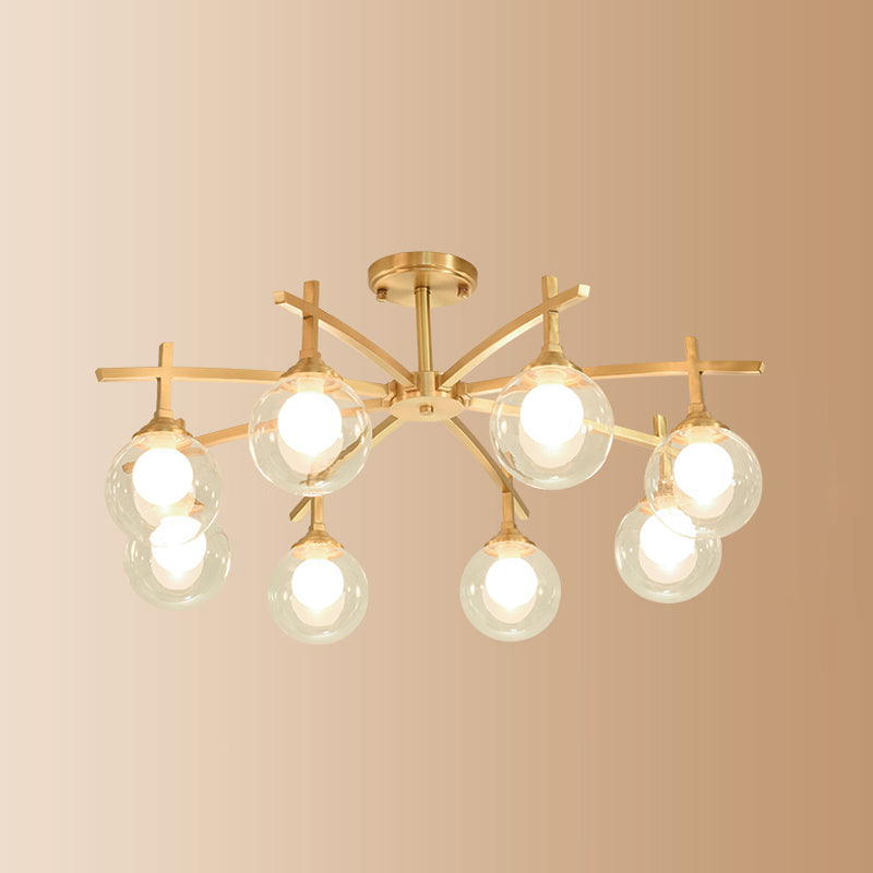 Nordic Messing Deckenleuchte Glasschatten Multi -Licht -Flush -Licht für Wohnzimmer