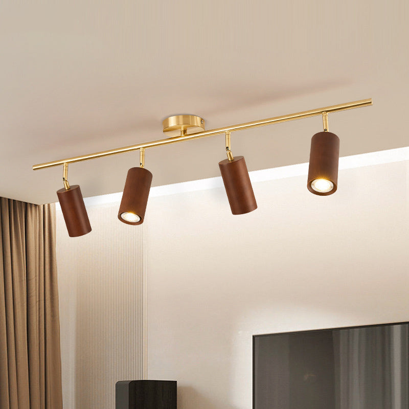 Modern Style Cylindrical Shape Ceiling Light Wood Multi Light Ceiling Light for Restaurant