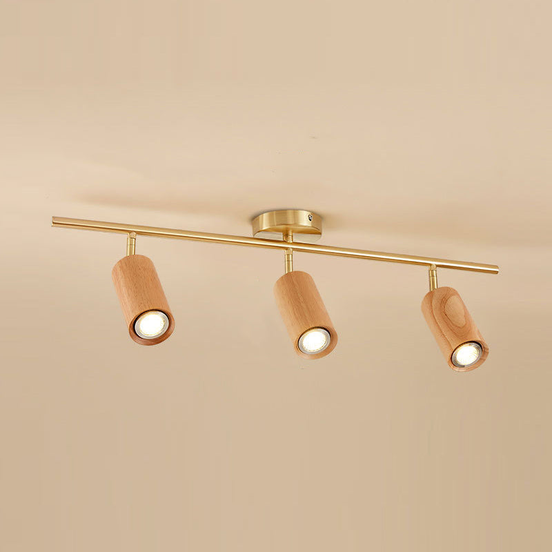 Modern Style Cylindrical Shape Ceiling Light Wood Multi Light Ceiling Light for Restaurant