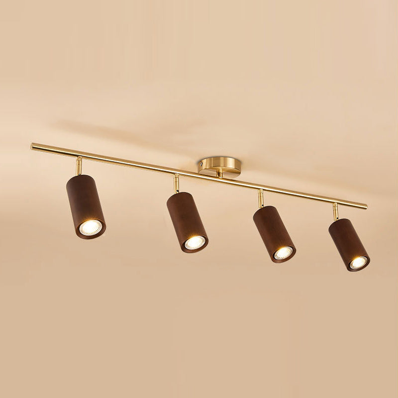 Modern Style Cylindrical Shape Ceiling Light Wood Multi Light Ceiling Light for Restaurant