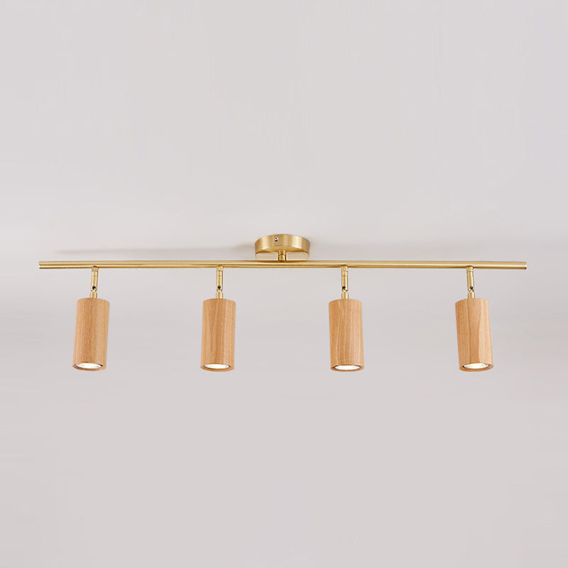 Modern Style Cylindrical Shape Ceiling Light Wood Multi Light Ceiling Light for Restaurant