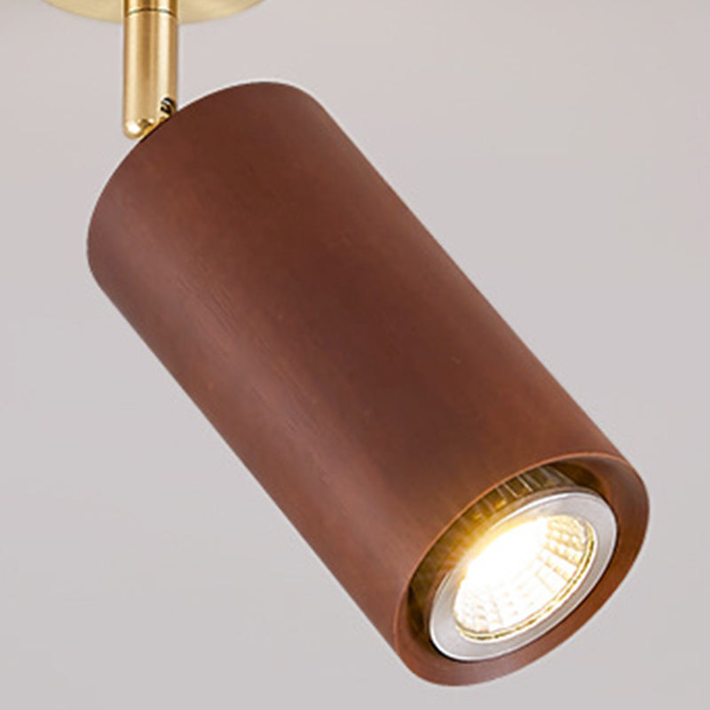 Modern Style Cylindrical Shape Ceiling Light Wood Multi Light Ceiling Light for Restaurant