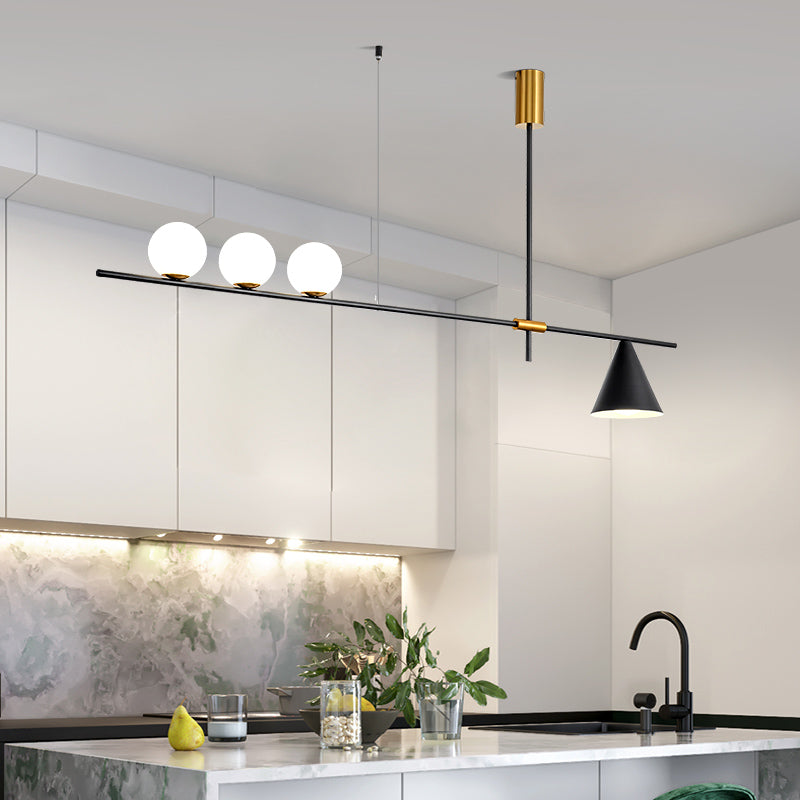 Luces colgantes de cocina modernas luces colgantes de isla esférica vidrio blanco