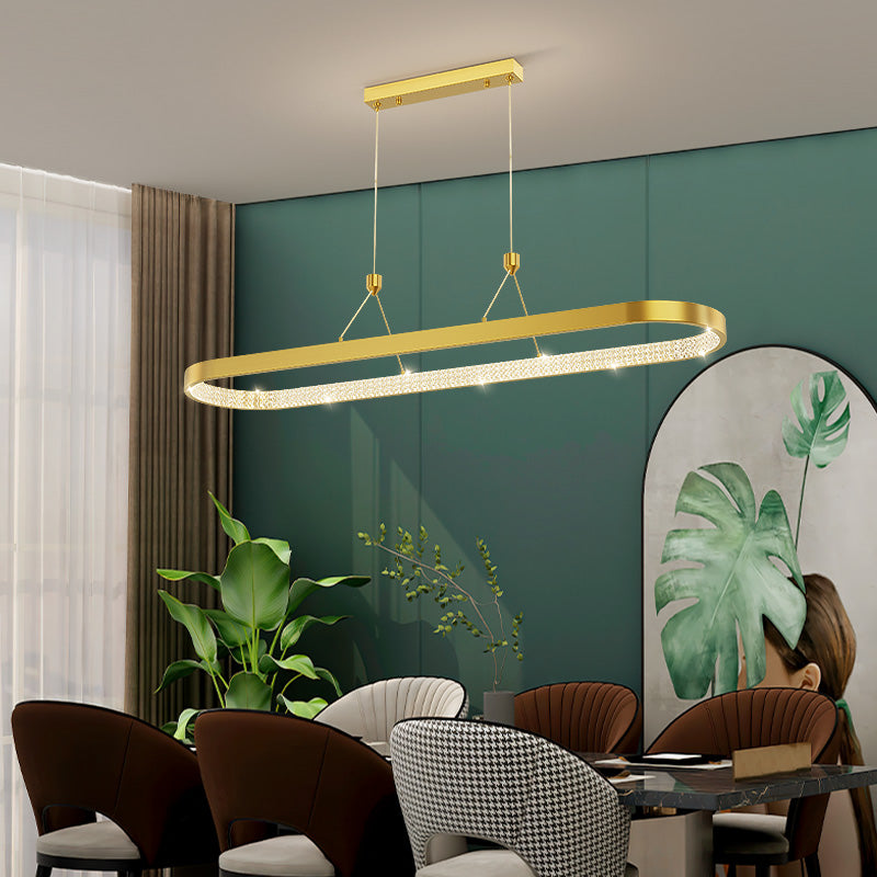 Luz de la isla contemporánea de metal ovalado 1 luces de araña de la isla de la luz para la cocina