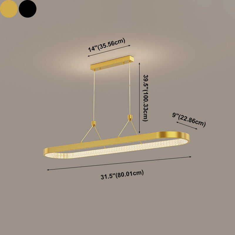 Luz de la isla contemporánea de metal ovalado 1 luces de araña de la isla de la luz para la cocina