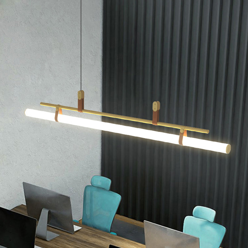 Lámpara moderna de la isla de metal lineal Luz de restaurante moderno de 1 cabeza con sombra acrílica