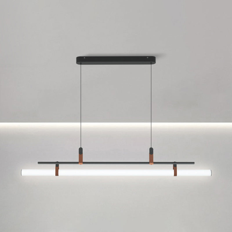 Lámpara moderna de la isla de metal lineal Luz de restaurante moderno de 1 cabeza con sombra acrílica