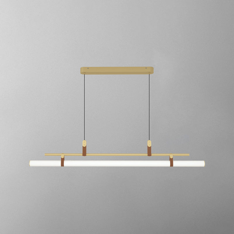 Lámpara moderna de la isla de metal lineal Luz de restaurante moderno de 1 cabeza con sombra acrílica