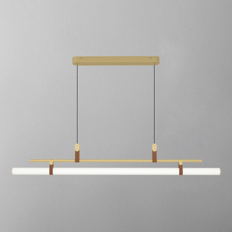 Lámpara moderna de la isla de metal lineal Luz de restaurante moderno de 1 cabeza con sombra acrílica