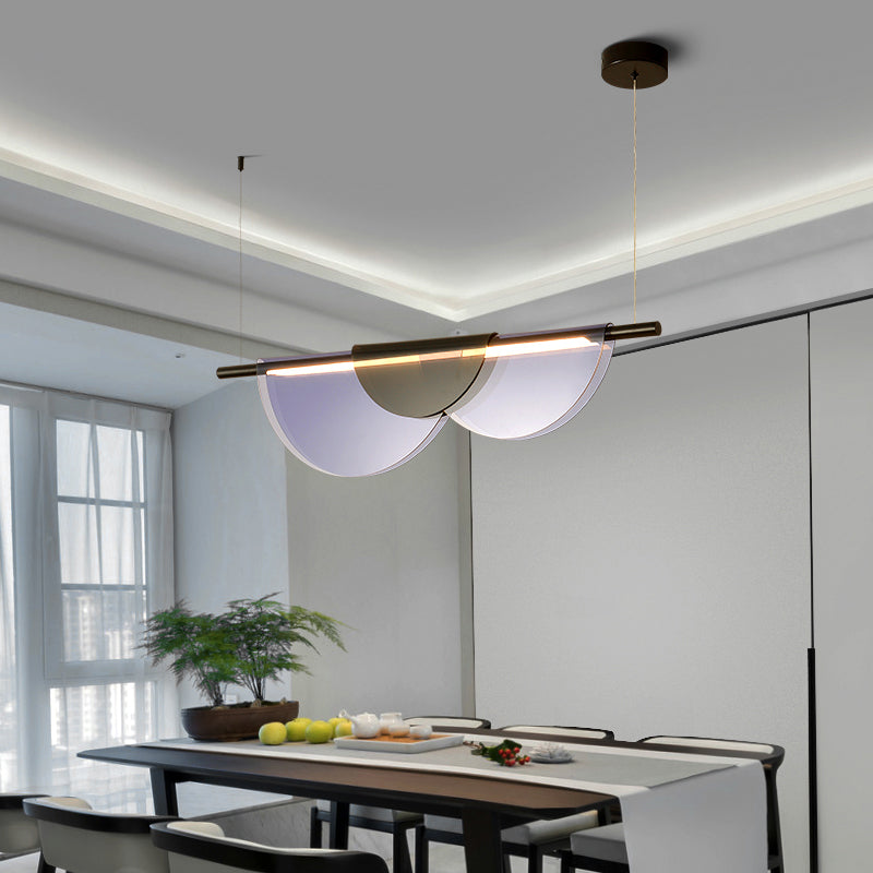 Lámpara de la isla de black metal moderna luz colgante de restaurante de geometría de 1 cabeza con sombra acrílica