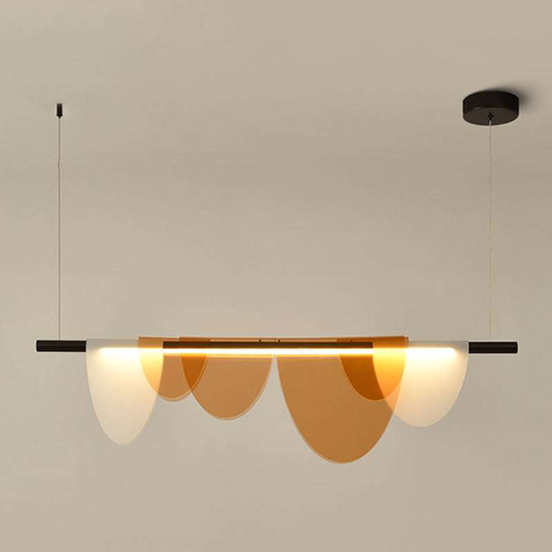 Lámpara de la isla de black metal moderna luz colgante de restaurante de geometría de 1 cabeza con sombra acrílica