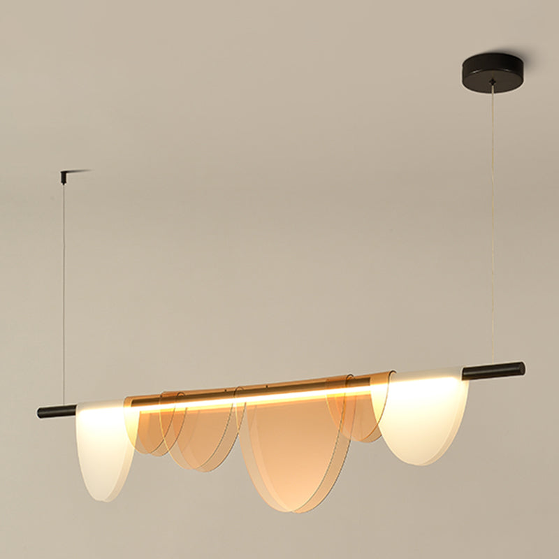 Lámpara de la isla de black metal moderna luz colgante de restaurante de geometría de 1 cabeza con sombra acrílica