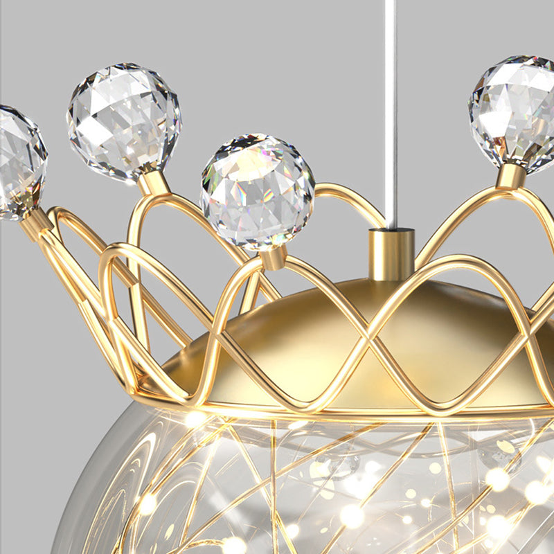 Modern Style Gold Wall Light Crown Shape Wall Sconce with Crystal for Bedroom