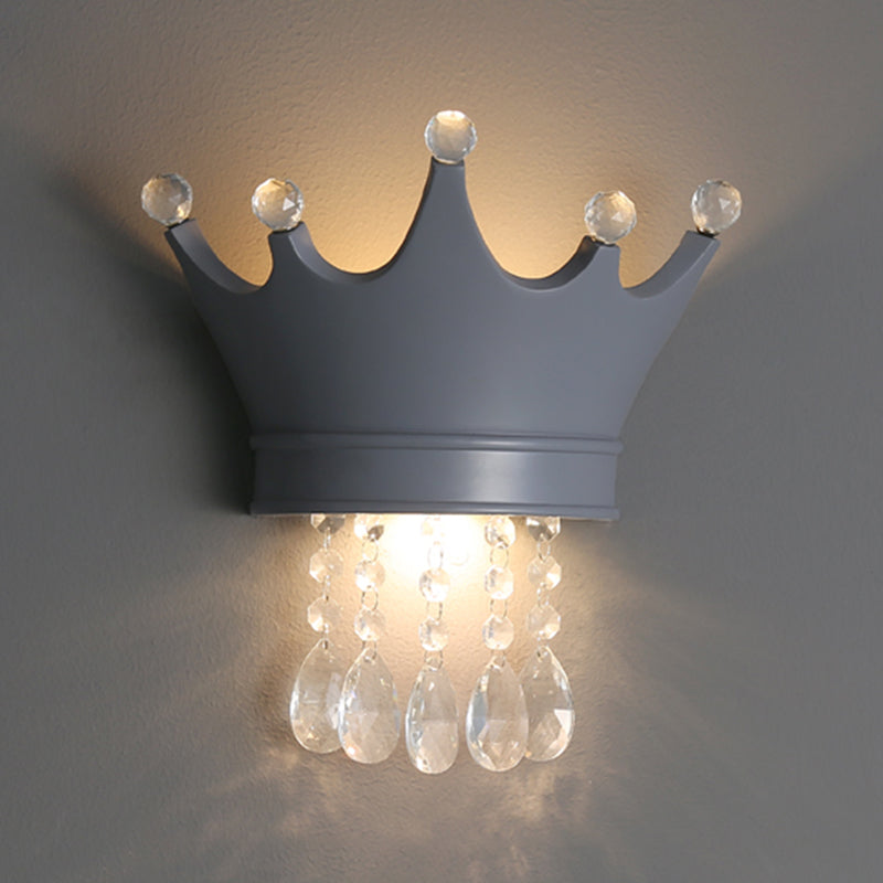 Modern Style Wall Light Colorful Crown Shape Wall Sconce with Crystal for Bedroom
