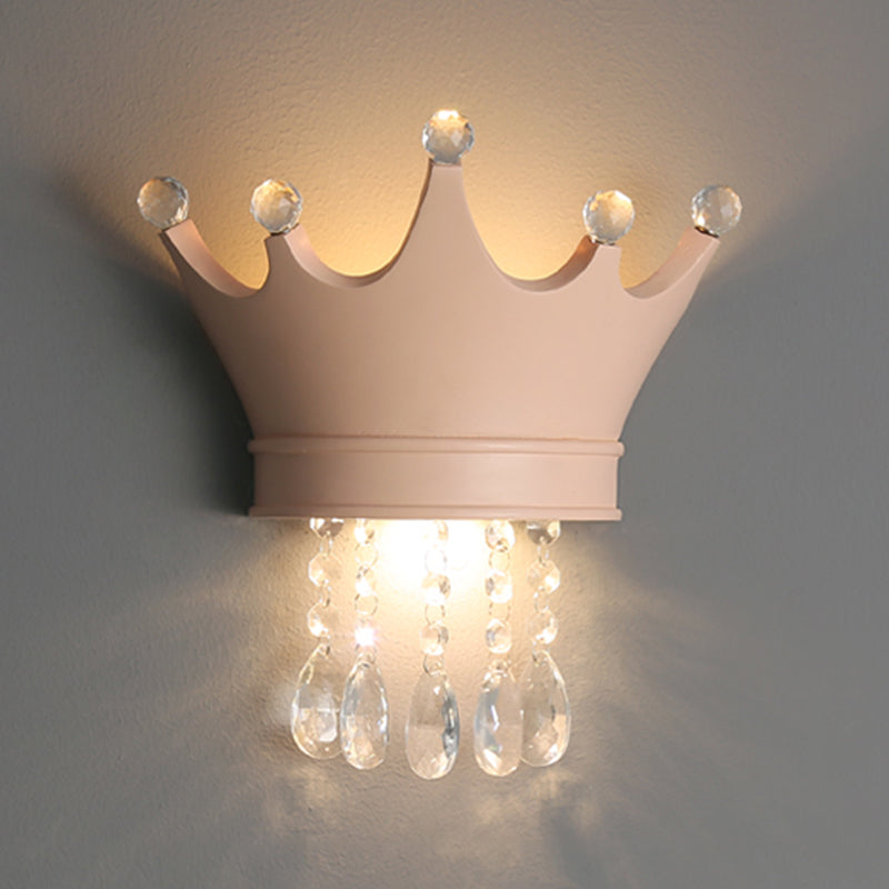 Modern Style Wall Light Colorful Crown Shape Wall Sconce with Crystal for Bedroom