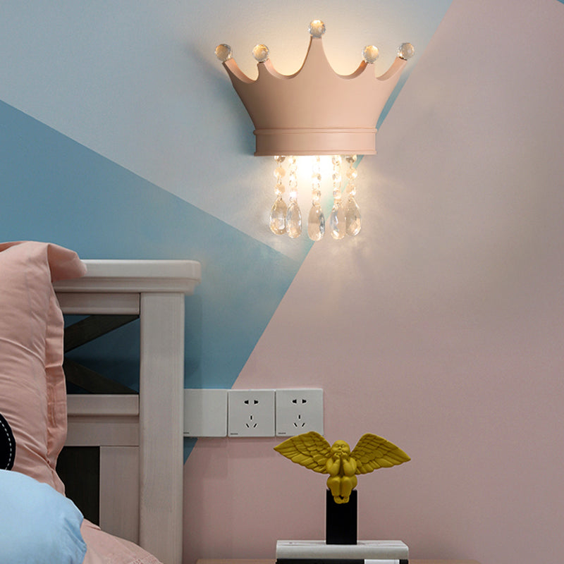 Modern Style Wall Light Colorful Crown Shape Wall Sconce with Crystal for Bedroom