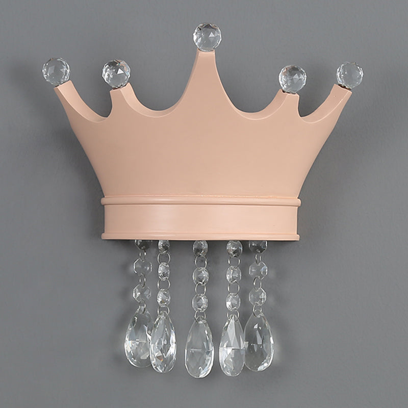 Modern Style Wall Light Colorful Crown Shape Wall Sconce with Crystal for Bedroom