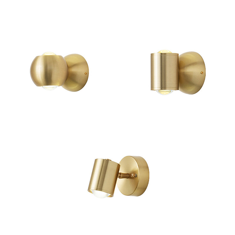 Nordic Style Brass Wall Light Geometric LED Wall Sconce in Gold for Bedroom