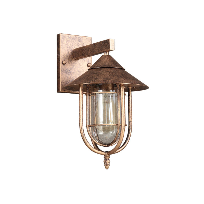Retro -Stil Metall Wandleuchte Käfigform Wandleuchten mit Glas für Natur im Freien