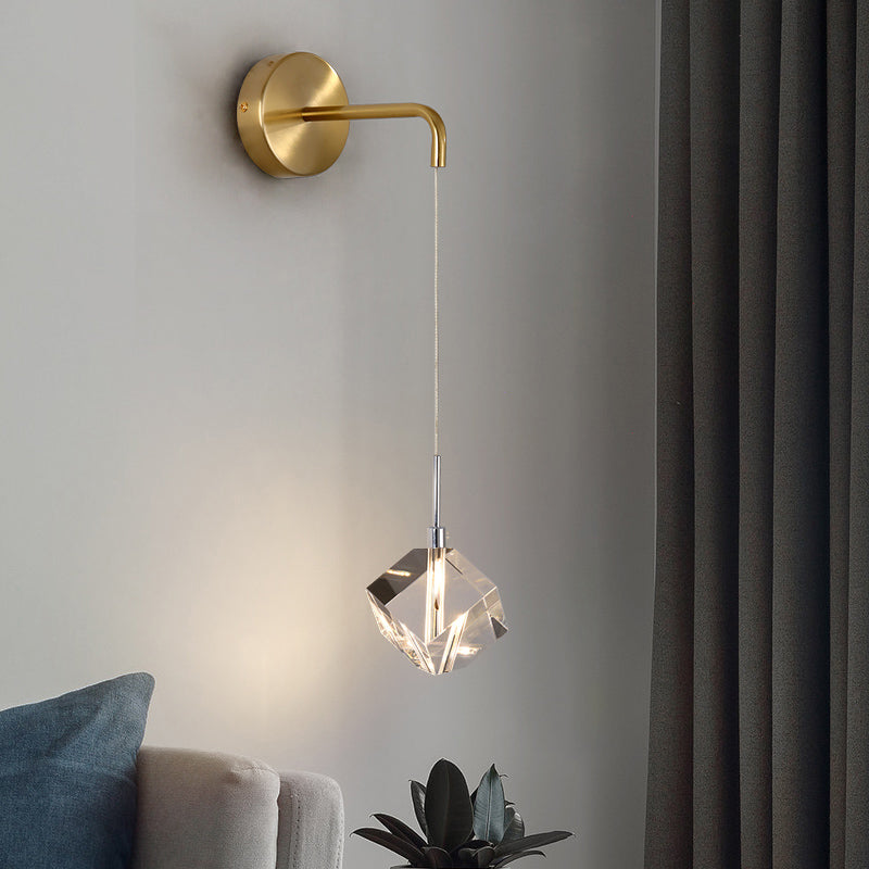 1 Light Wall Sconce Postmodern Style Crystal Wall Lighting for Living Room