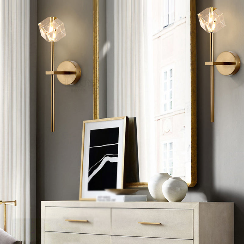 1 Light Wall Sconce Postmodern Style Crystal Wall Lighting for Living Room