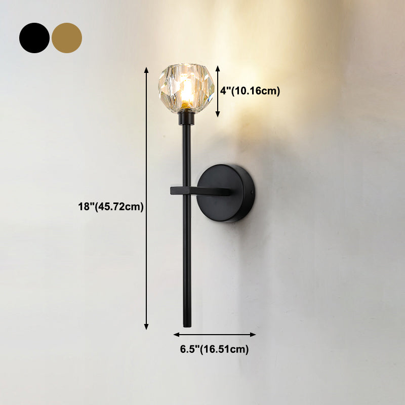 1 Light Wall Sconce Postmodern Style Crystal Wall Lighting for Living Room