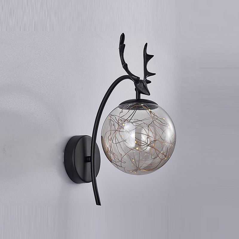 1 Light Spherical Wall Sconce Modern Style Glass Wall Lighting for Dining Room