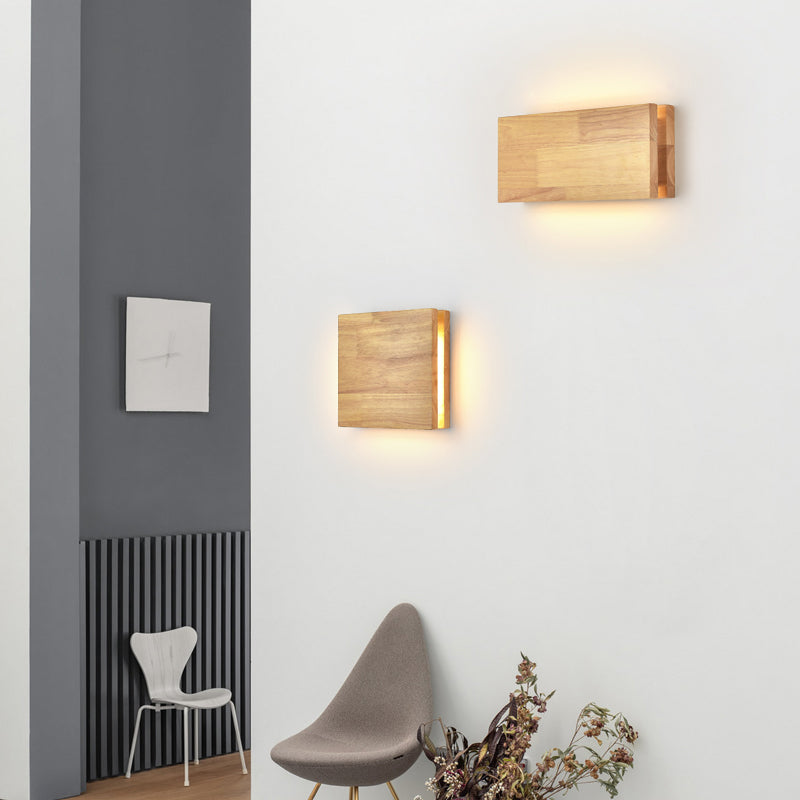 Geometría de 2 luces Diclas de pared de madera de estilo moderno para dormitorio