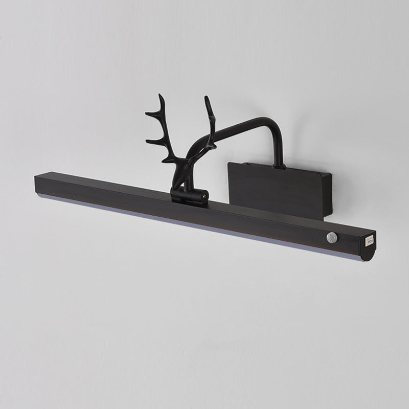 Metal Linear Shade Wall Sconce Modern Style 1 Light Mirror Wall Lighting Fixture in Black
