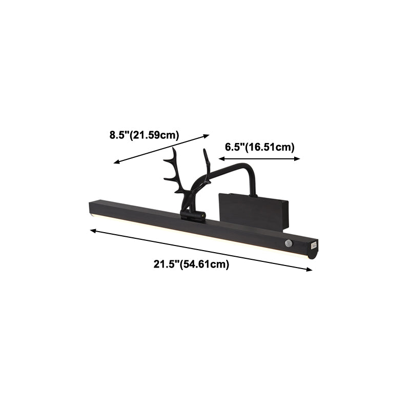 Metal Linear Shade Wall Sconce Modern Style Modern 1 Apparecchio di illuminazione da parete a specchio leggero in nero