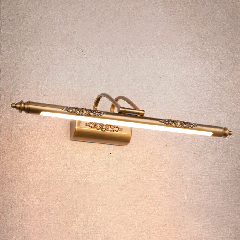 Metal Linear Shade Wall Sconce Modern 1-Light Mirror Wall Wall Lighting Fixtures in Brass