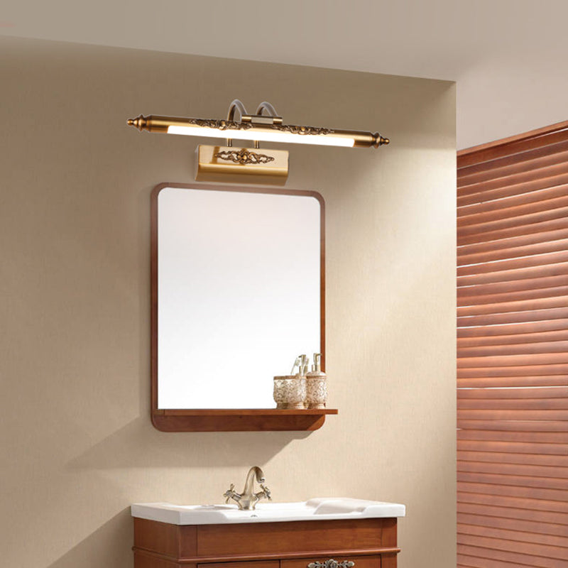 Metal Linear Shade Wall Sconce Modern 1-Light Mirror Wall Wall Lighting Fixtures in Brass
