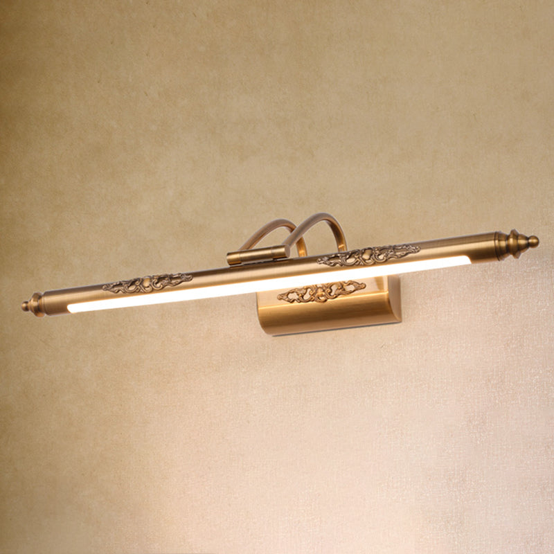 Metal Linear Shade Wall Sconce Modern 1-Light Mirror Wall Wall Lighting Fixtures in Brass