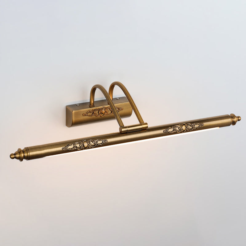 Metal Linear Shade Wall Sconce Modern 1-Light Mirror Wall Wall Lighting Fixtures in Brass