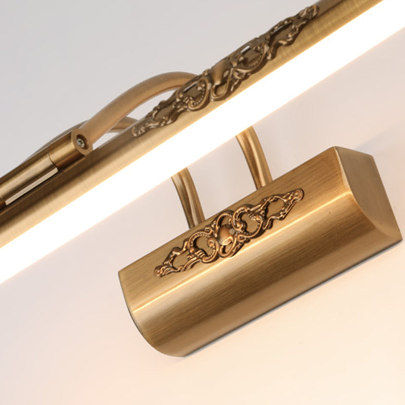 Metal Linear Shade Wall Sconce Modern 1-Light Mirror Wall Wall Lighting Fixtures in Brass