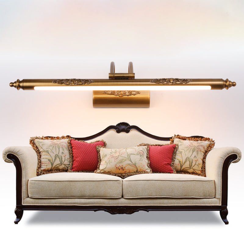 Metal Linear Shade Wall Sconce Modern 1-Light Mirror Wall Wall Lighting Fixtures in Brass