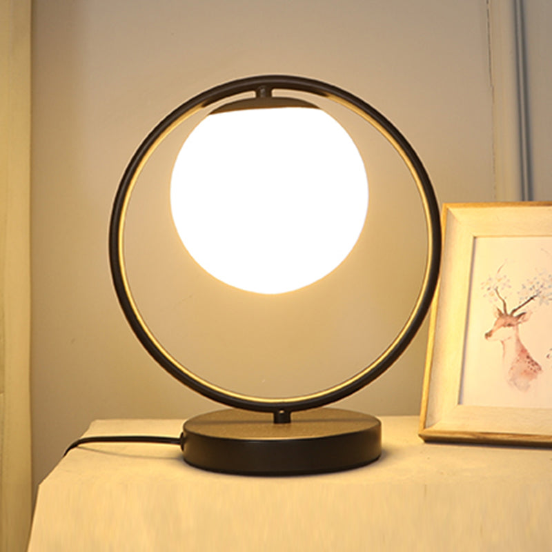 Modern Style Geometry Night Table Lamp White Glass One Light Table Light for Bedroom
