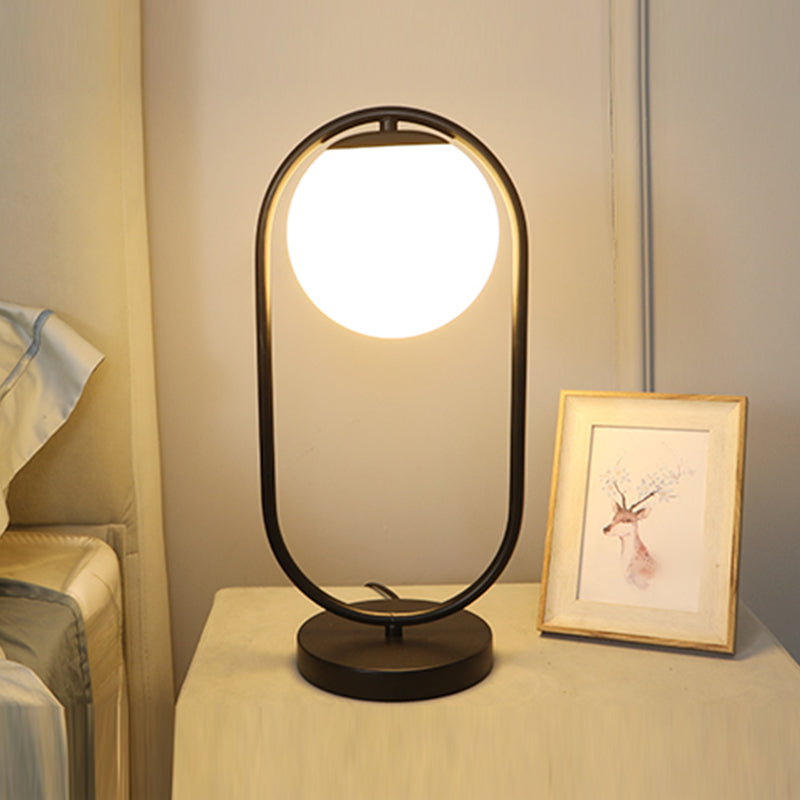 Modern Style Geometry Night Table Lamp White Glass One Light Table Light for Bedroom
