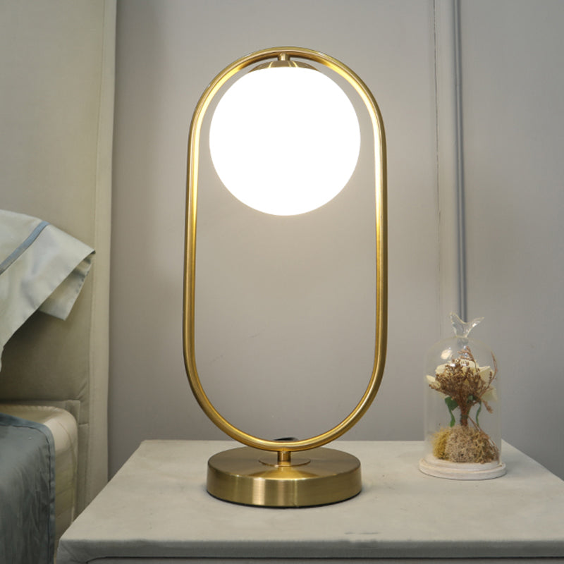 Modern Style Geometry Night Table Lamp White Glass One Light Table Light for Bedroom