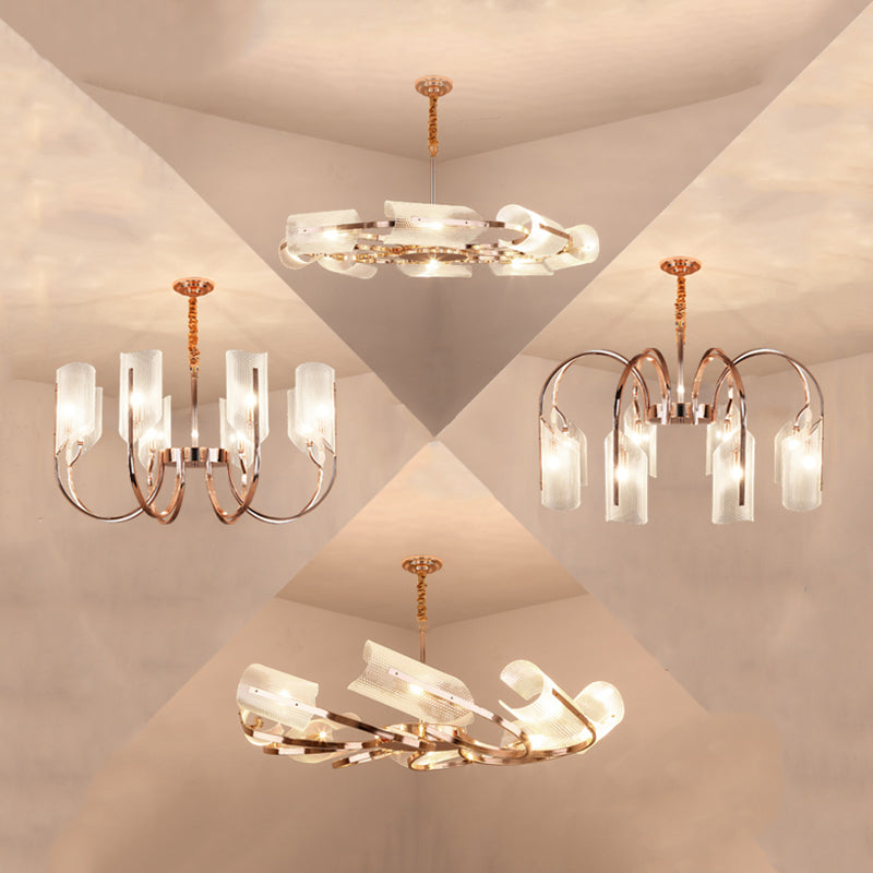 Postmodern Metal Acrylic Chandelier Lighting Fixtures Gold Hanging Chandelier