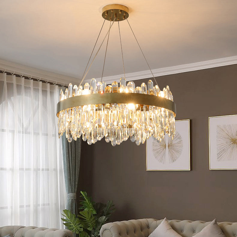 Luce lampadario in stile moderno Luce a sospensione in cristallo oro per soggiorno