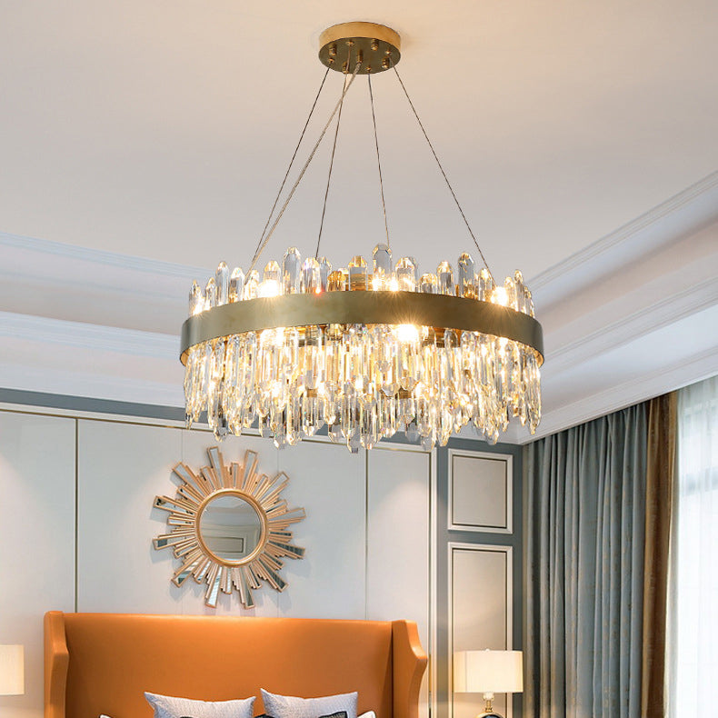 Luce lampadario in stile moderno Luce a sospensione in cristallo oro per soggiorno