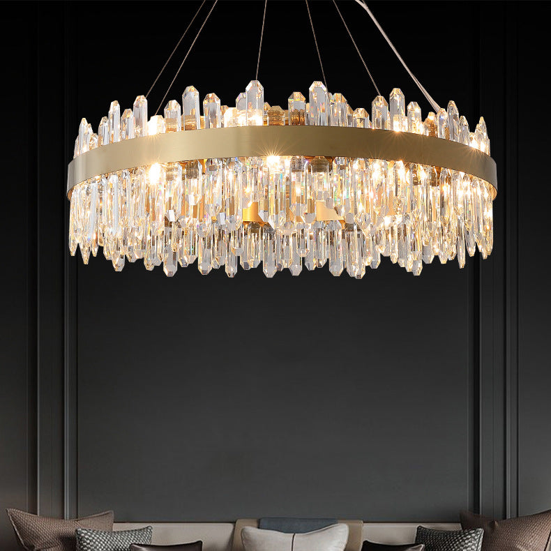 Luce lampadario in stile moderno Luce a sospensione in cristallo oro per soggiorno