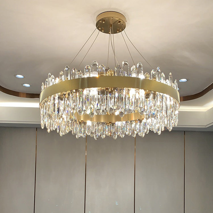 Luce lampadario in stile moderno Luce a sospensione in cristallo oro per soggiorno