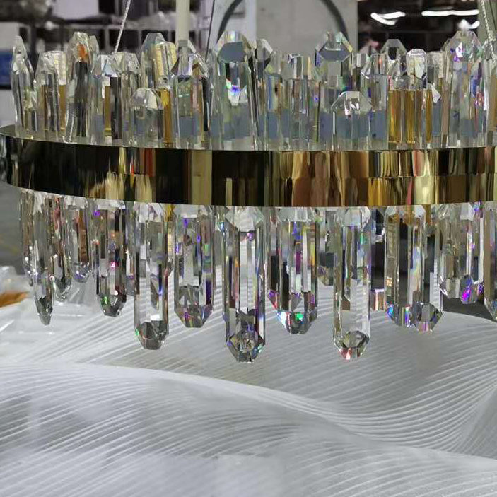Luce lampadario in stile moderno Luce a sospensione in cristallo oro per soggiorno