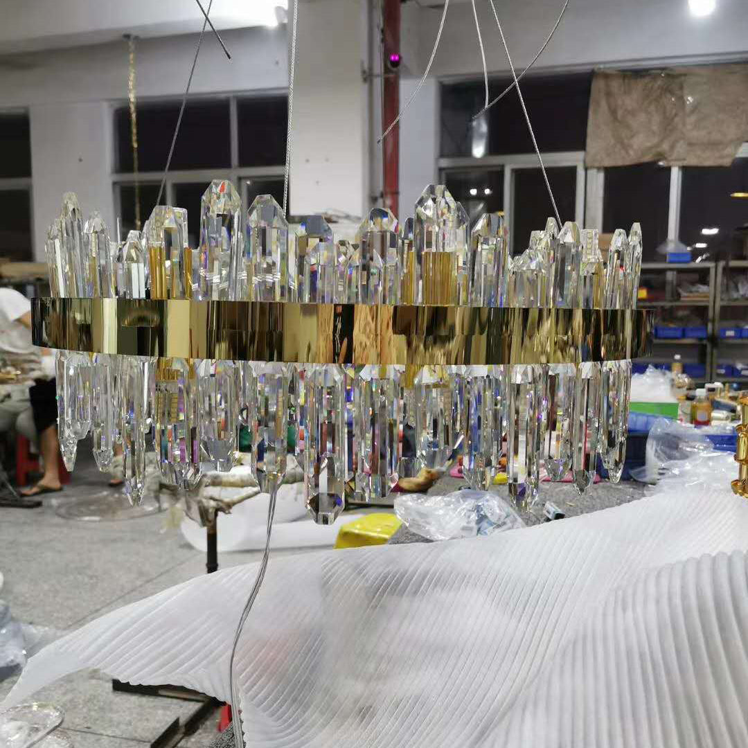 Luce lampadario in stile moderno Luce a sospensione in cristallo oro per soggiorno