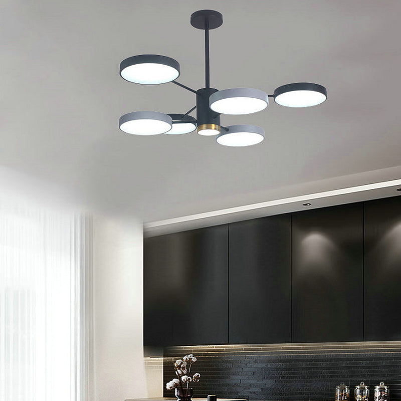 Round Shape Chandelier Modern Macaroon Iron Down Lighting Pendant for Living Room