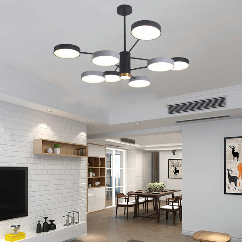 Round Shape Chandelier Modern Macaroon Iron Down Lighting Pendant for Living Room