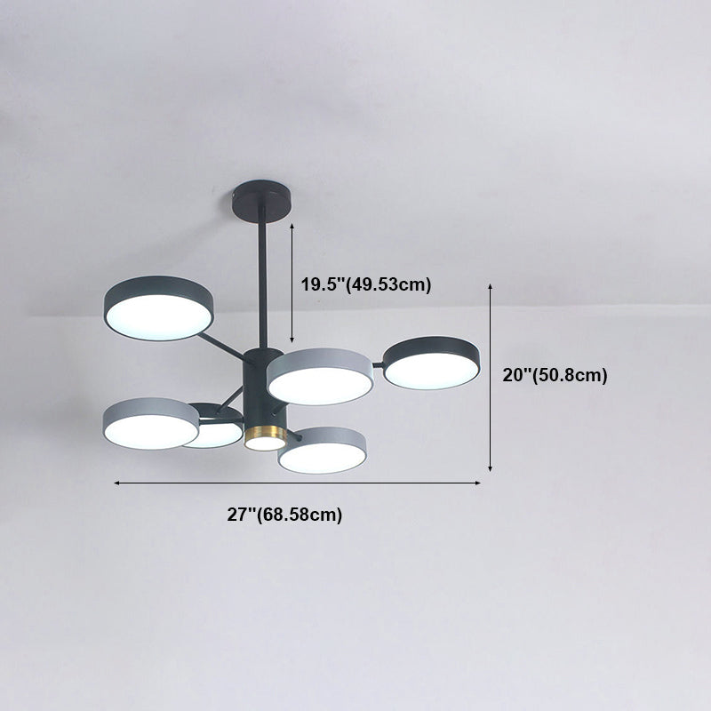 Round Shape Chandelier Modern Macaroon Iron Down Lighting Pendant for Living Room